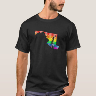 Maryland Gay State Pride Rainbow Flag Map Gay Lesb T-Shirt