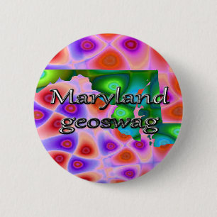 Maryland Geoswag Swags Geocaching Gifts Treasure 6 Cm Round Badge
