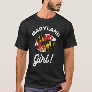 Maryland Girl MD State Flag Lips Kiss Baltimore Ho T-Shirt