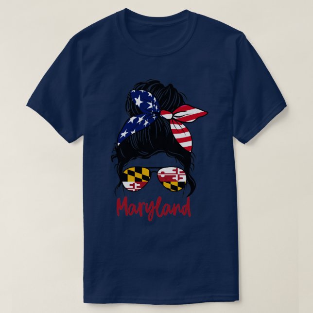 Maryland girl Messy bun American Girl Maryland Fla T-Shirt (Design Front)