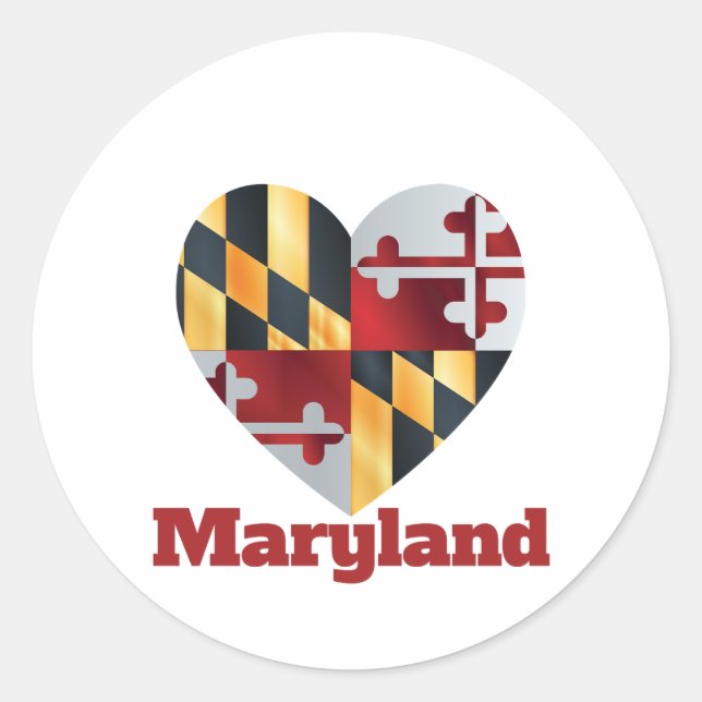 Maryland Heart Flag Classic Round Sticker (Front)
