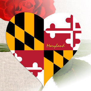 Maryland Heart Sticker, Patriotic Maryland Flag Sticker
