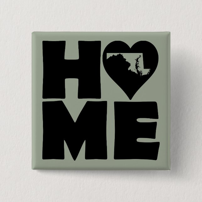 Maryland Home Heart State Button Badge Pin (Front)