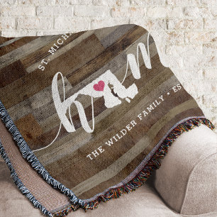 Maryland Home State Personalised Wood Look Throw Blanket