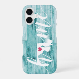 Maryland Home State Turquoise Wood Look iPhone 16 Case