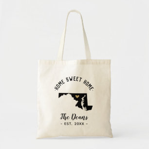 Maryland Home Sweet Home Family Monogram Tote Bag