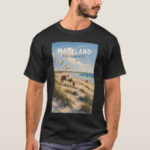 Maryland Horse Illustration Travel Art Vintage T-Shirt