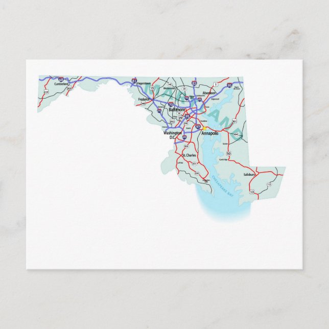 Maryland Interstate Map Postcard (Front)