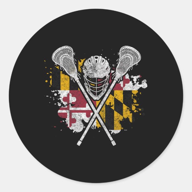 Maryland Lacrosse Lover Tee Maryland Flag Family V Classic Round Sticker (Front)