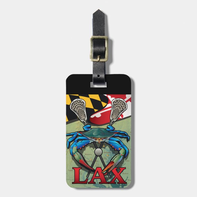 Maryland Lax Blue Crab Crest Luggage Tag (Front Vertical)