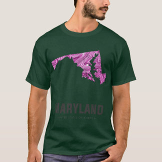 Maryland Map Art Abstract in Purple T-Shirt