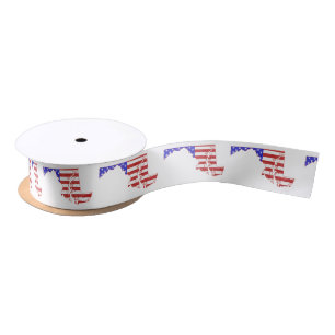 Maryland Map Shaped American Flag Patriotic Satin Ribbon