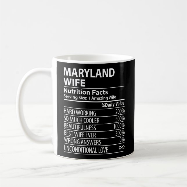 Maryland Md Nutrition Facts Usa State Coffee Mug (Left)