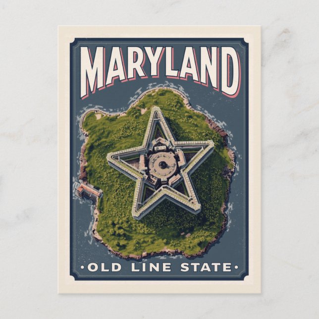 Maryland Old Line State Star Fort Aerial View Postcard (Front)