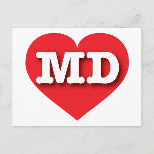 Maryland Red Heart - I love MD Postcard