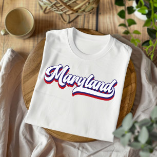 Maryland Red White and Blue Vintage Script T-Shirt