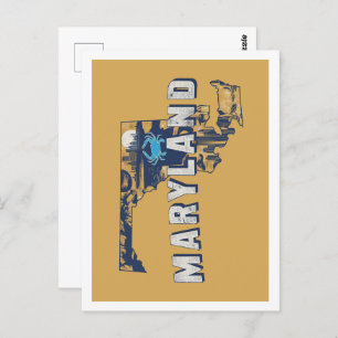 Maryland Retro Travel Design Iconic US States Postcard