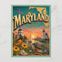 Maryland Retro Travel Souvenir Postcard