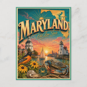 Maryland Retro Travel Souvenir Postcard