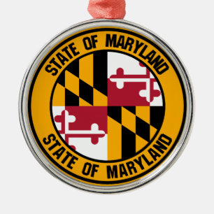 Maryland Round Emblem Metal Ornament