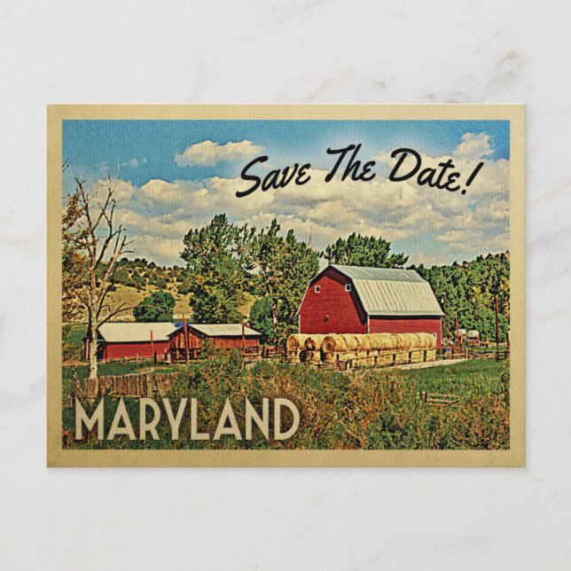 Maryland Save The Date Farm Barn Rustic Announcement Postcard (Front)