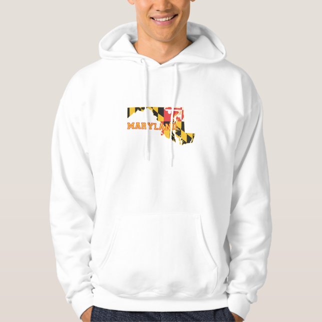 Maryland Shaped State Flag Marylander Old Line Hoodie (Front)
