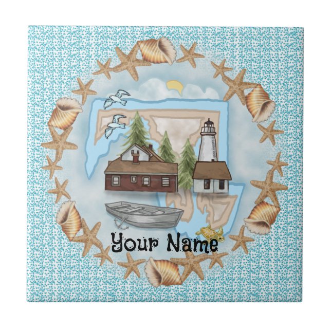 Maryland Shells Lighthouse  Tile (Front)