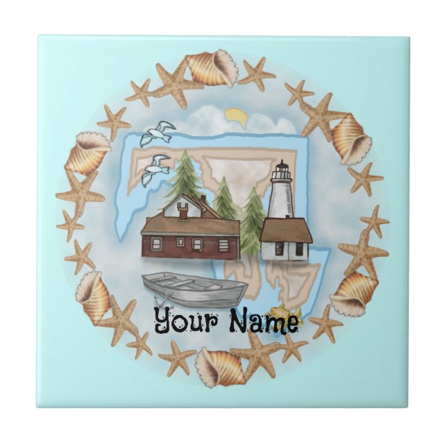 Maryland Shells Lighthouse  Tile (Front)