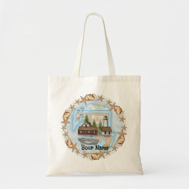 Maryland Shells Lighthouse Tote Bag (Front)