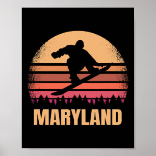 Maryland Snowboarding Vintage Md Snow Boarder Retr Poster