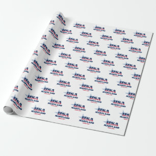 Maryland Stars and Stripes State Wrapping Paper