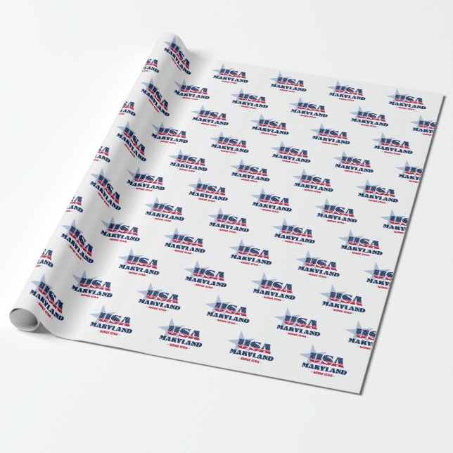 Maryland Stars and Stripes State Wrapping Paper (Unrolled)