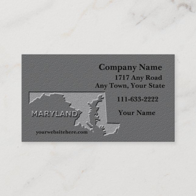 Maryland State Business card  carved stone look (Front)