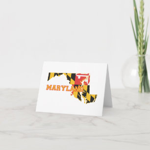 Maryland state Flag and Map Shape Note Card