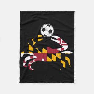 Maryland State Flag Blue Crab Pride With Soccer By Fleece Blanket