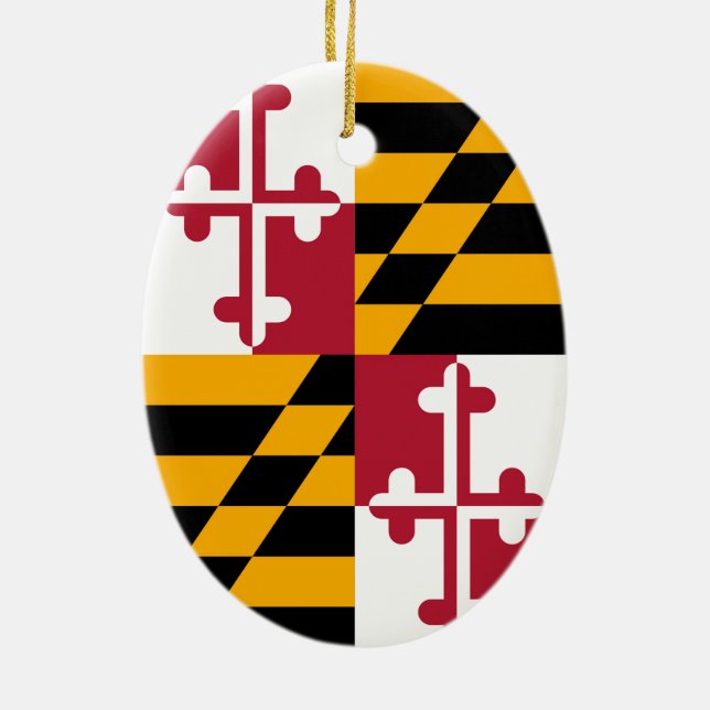 Maryland State Flag Colours Accent Ceramic Ornament (Back)