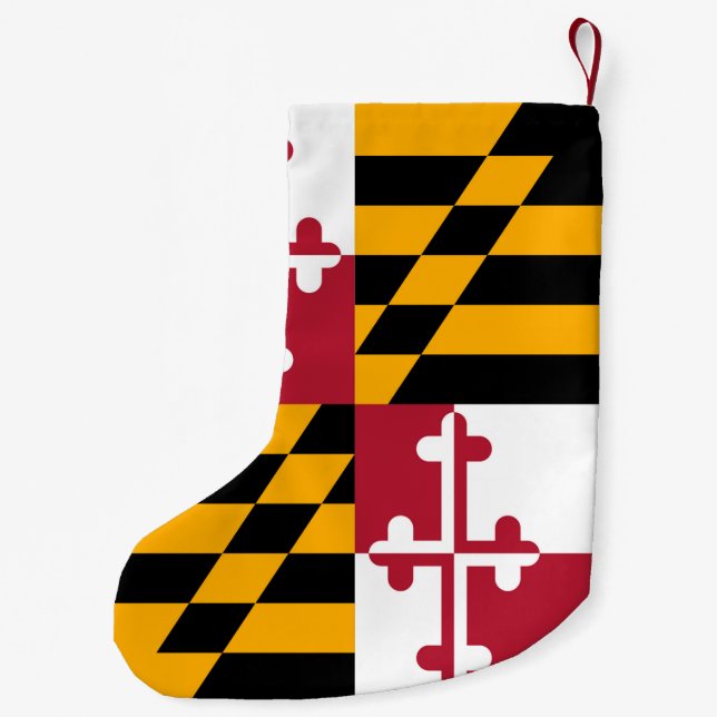Maryland State Flag Colours Accent Small Christmas Stocking (Back)