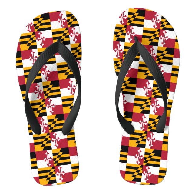 Maryland State Flag Colours Display Thongs (Footbed)