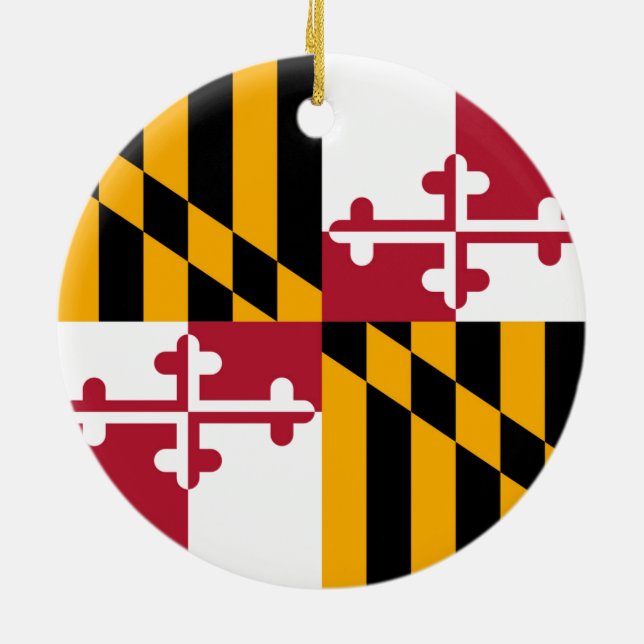 Maryland State Flag Colours Graphic Ceramic Ornament (Back)
