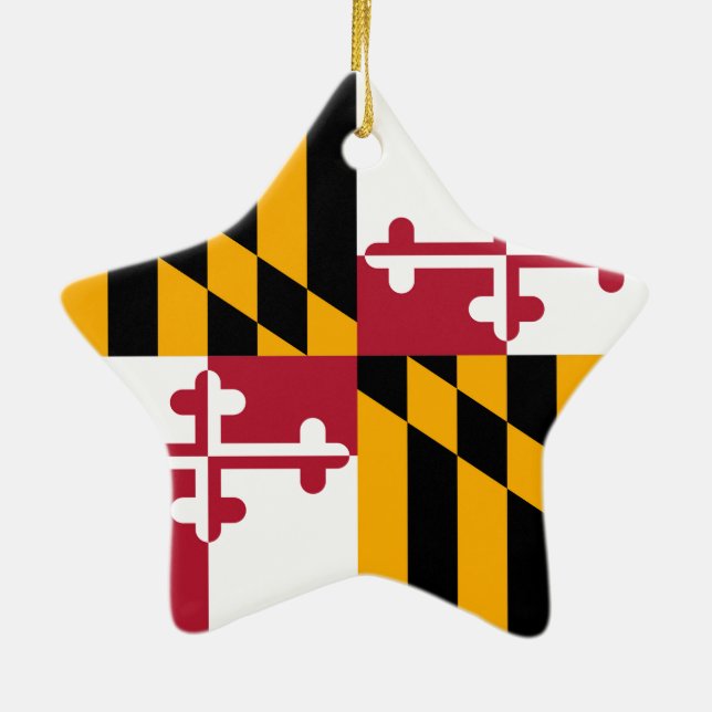 Maryland State Flag Colours Graphic Ceramic Tree Decoration (Back)