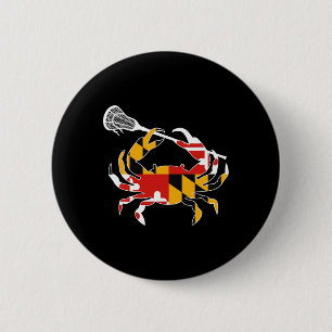 Maryland State Flag Crab Lacrosse Complete Stick B 6 Cm Round Badge