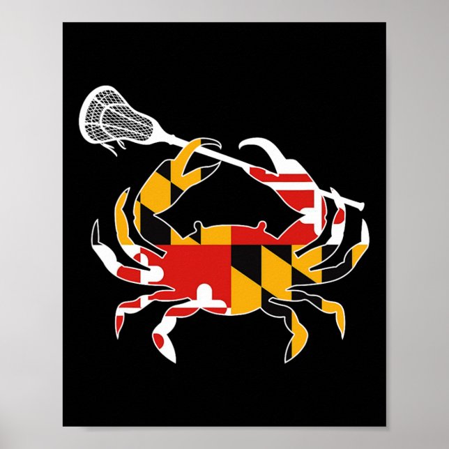 Maryland State Flag Crab Lacrosse Complete Stick B Poster (Front)