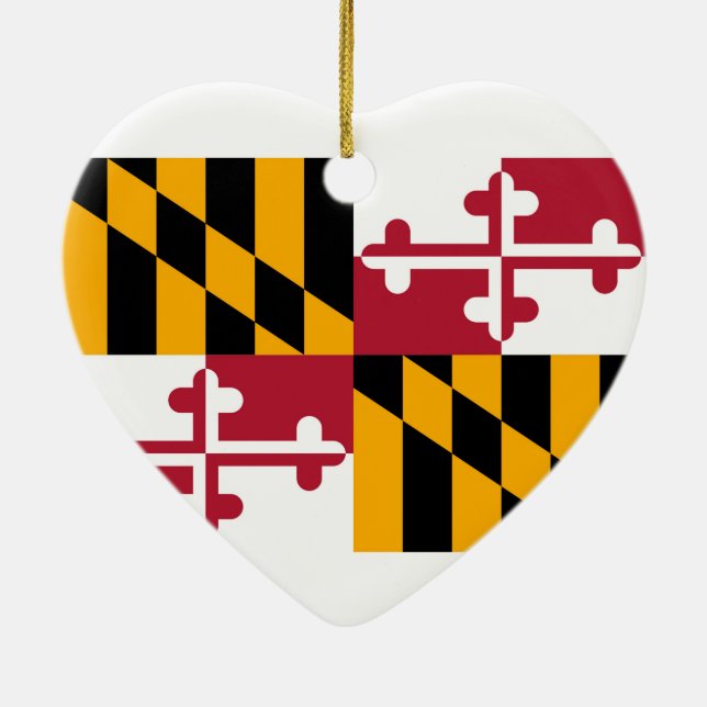 Maryland State Flag Design Ceramic Tree Decoration (Back)