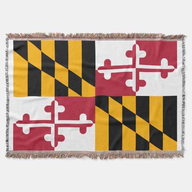 Maryland State Flag Design Decor Throw Blanket (Front)