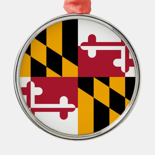 Maryland State Flag Design Metal Tree Decoration (Front)