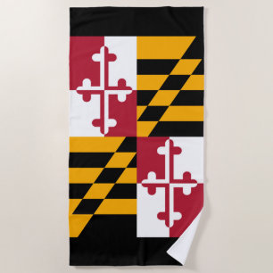 Maryland State Flag Design on a Beach Towel