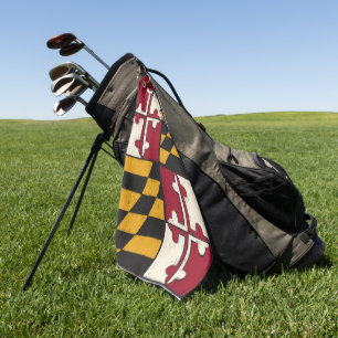 Maryland State Flag Golf Towel Hand Painted Design