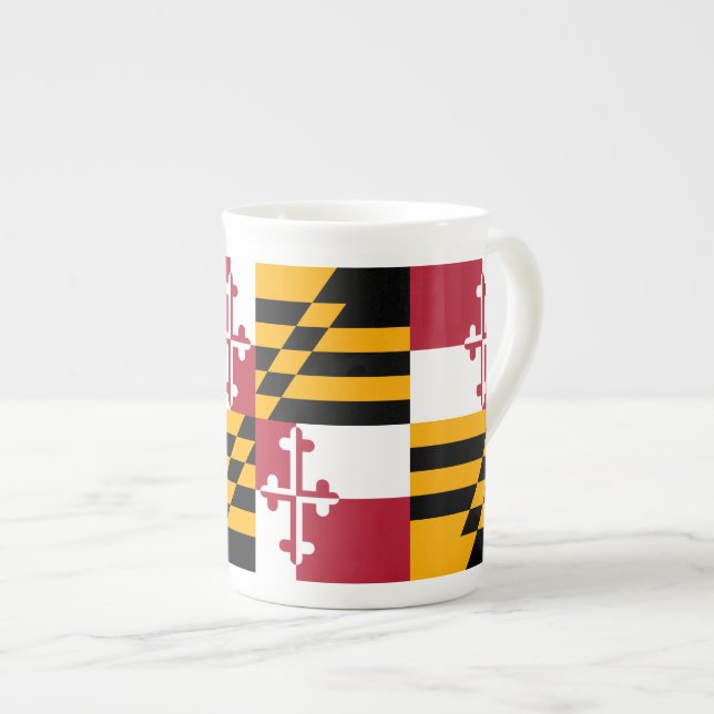 Maryland State Flag Graphic Bone China Mug (Front Right)