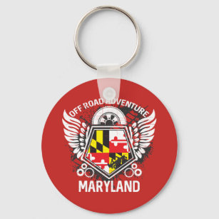 Maryland State Flag Off Road Adventure 4x4 Key Ring
