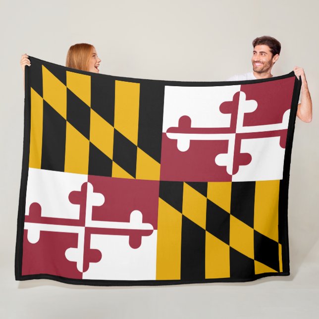 Maryland State Flag Print Patriotc Fleece Blanket (In Situ)